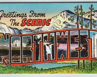 Vintage Scenic Northwest Linen Letter Postcard by Smith Scenic Views Tacoma WA