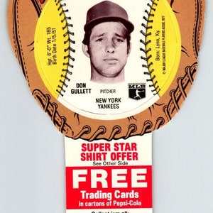 Pepsi-Cola Baseball-Sammelkarte 1977 Don Gullett New York Yankees MLB Diecut Einzigartiges Geschenk