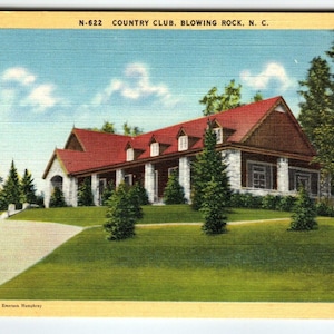 Carte postale en lin de Caroline du Nord Country Club Building vintage inutilisé