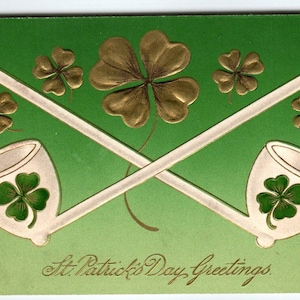 Carte postale de la Saint-Patrick Dos John Winsch Pipes Shamrocks Allemagne en relief
