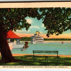 Nouvelle carte postale bateau bateau à vapeur Wilson Line, lin de Virginie Vernon vintage