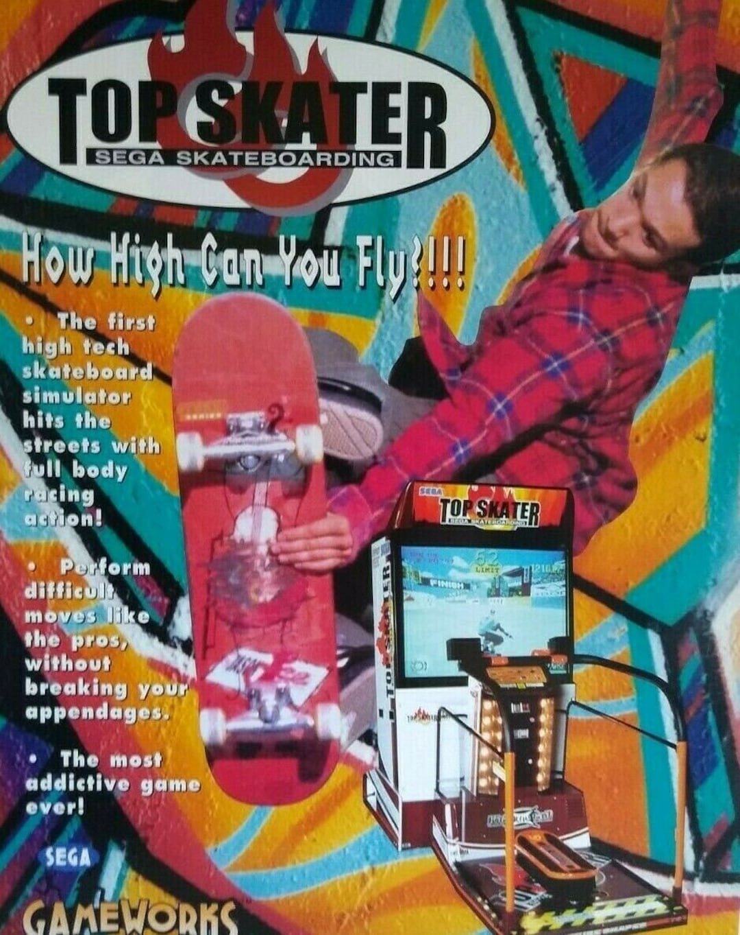 Top Skater Arcade Flyer Original Vintage Video Game Promo Etsy