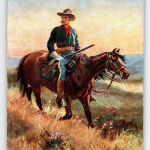Le Far West The Scout Cowboy Horses Carte postale Raphael Tuck Harry Payne Art 2630