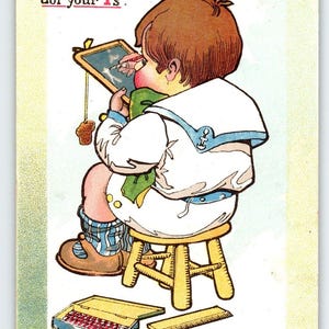 Carte postale Saint Valentin, costume de marin garçon assis, série 12, cadeau unique pour chambre d'enfant