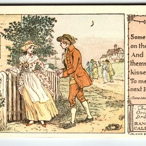 Signed R.C. Randolph Caldecott Postcard Romance Man & Women Come Lasses And Lads