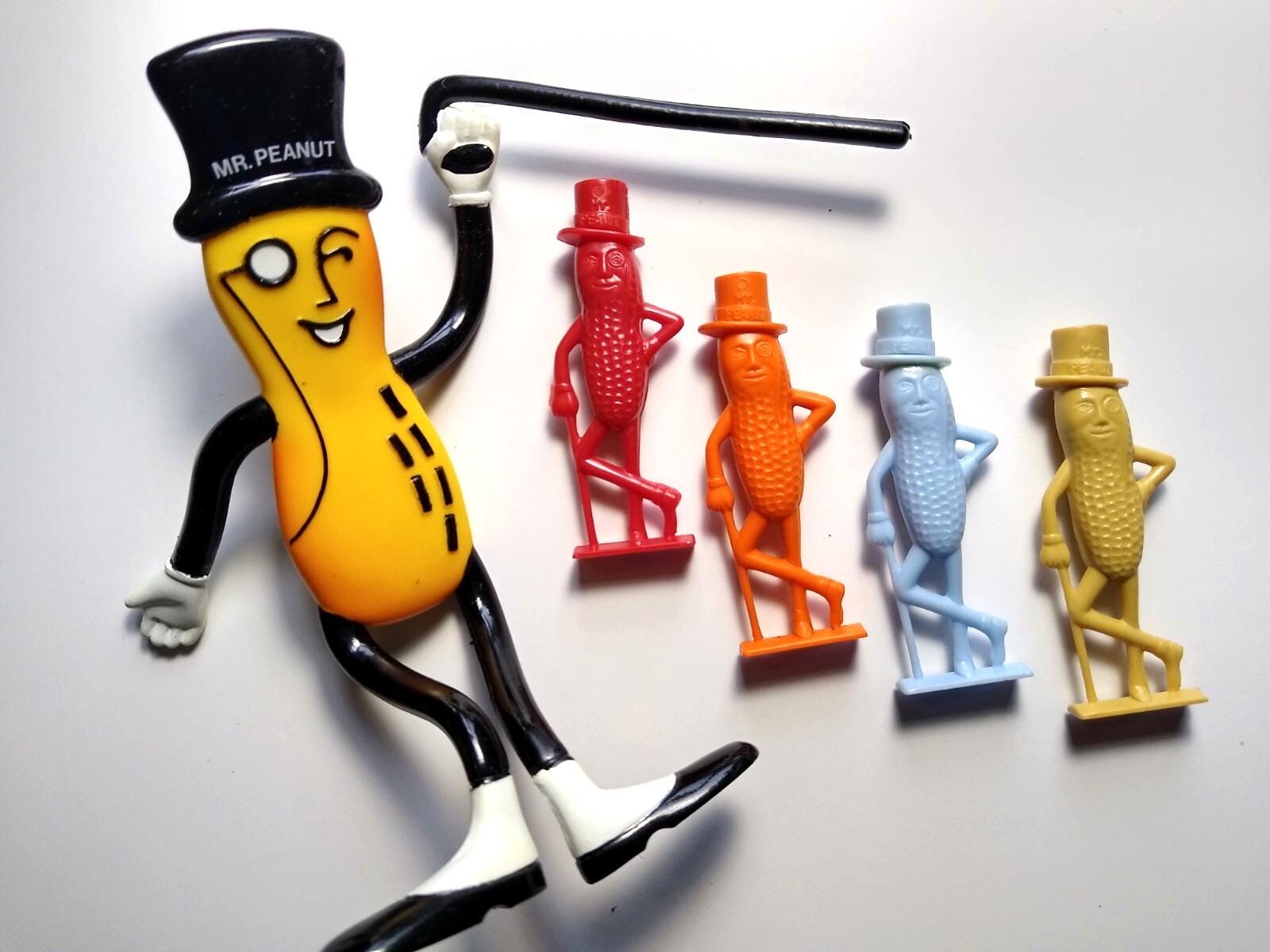 Mr. Peanut Planters Lot of 5 Items Bendy Figure Red Orange Blue
