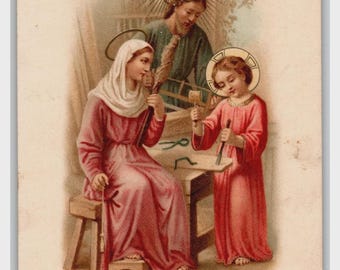 Vintage Christmas Postcard Holy Family Nativity Scene Made in Germany