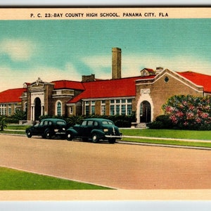Floride Panama City Bay County High School Voitures anciennes Carte postale automatique Linge de maison Cadeau unique