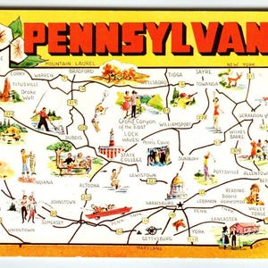 Salutations de Pennsylvanie carte carte postale Chrome Keystone State Dexter inutilisé cadeau unique