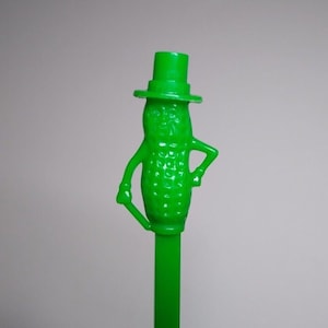 Mr Peanut Swizzle Stick 1950s Vintage Green Plastic Planters Peanuts Kitchenware Gift For Mom
