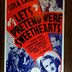 Lola Lane Finjamos que somos novios Folleto de póster de película 1936 Original 18"