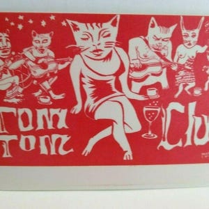 Tom Tom Club Backstage Pass Original Vintage New Wave Beatnik Cat Musicians Red Music Gift Unique Gift
