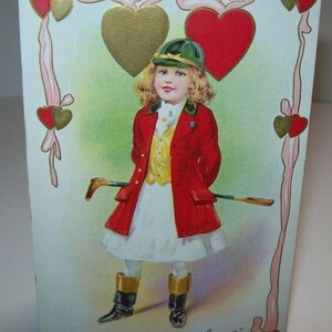 Carte postale de la Saint-Valentin, fille d'équitation, chérie 313 E, cadeau unique vintage inutilisé