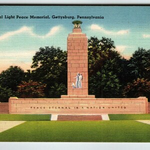 Eternal Light Peace Memorial Monument Carte postale en lin Gettysburg, Pennsylvanie, Cadeau unique