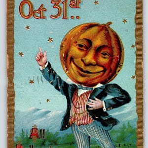 Carte postale Halloween homme gobelin Gottschalk Allemagne 1911 fantaisie 2040 cadeau unique