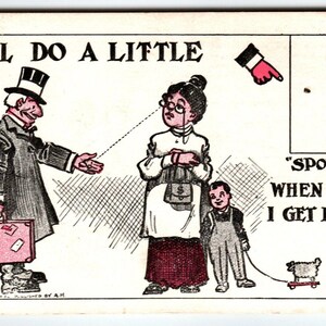 I'll do a little Sponging When I Get Home Comical Postkarte Man Women No Sponge