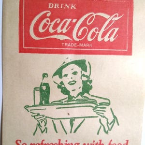 Coca-Cola Soda Bottle Dry Server Bag Lady With Coke Bottle Vintage UNUSED 1932