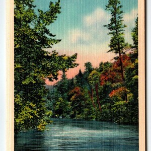 Carte postale en lin Buffalo Creek In Happy Valley Lenoir Caroline du Nord vintage NOS