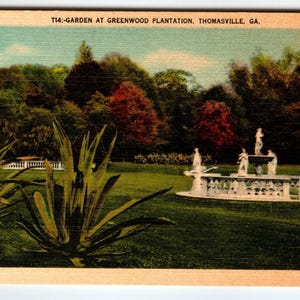 Carte postale The Garden At Greenwood Plantation Thomasville Géorgie Linge de maison vintage
