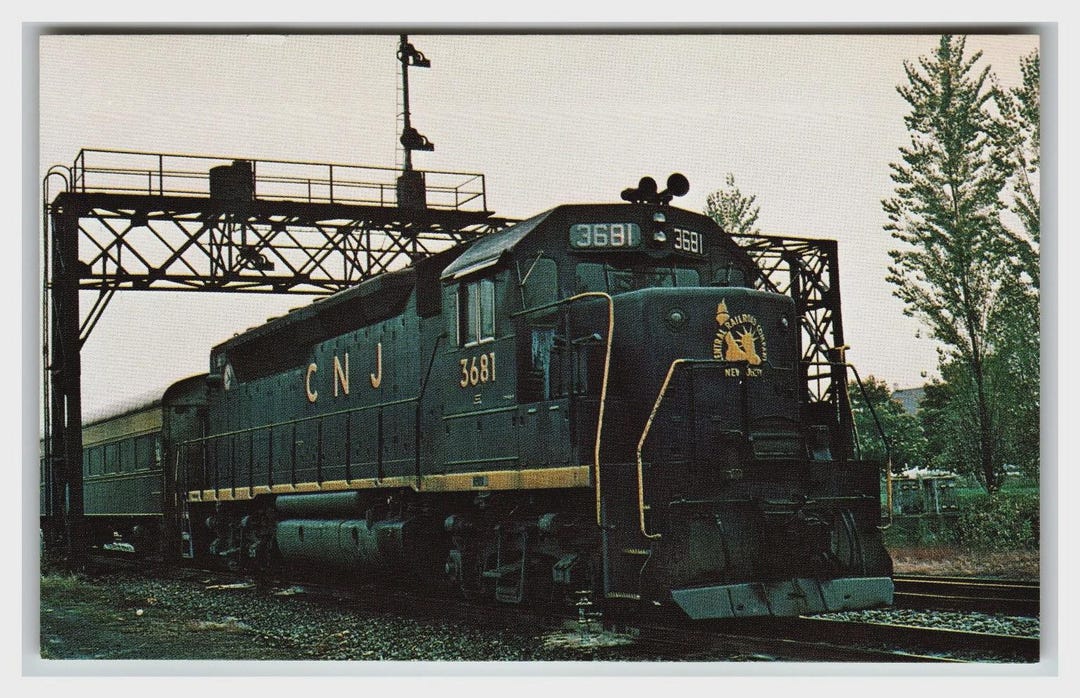 CNJ Central Railroad of New Jersey Train 3681 Phillipsburg NJ Postcard ...