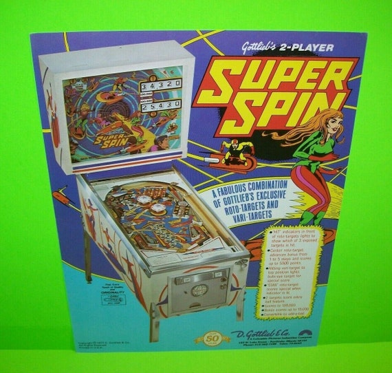 Super Spin Pinball FLYER Original Gottlieb Artwork Sheet Space | Etsy