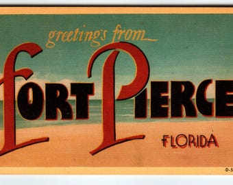 Vintage "Greetings From Fort Pierce Florida" Linen Postcard
