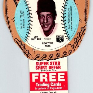 Pepsi-Cola Baseball Sammelkarte 1977 Jon Matlack New York Mets MLB Trade Einzigartiges Geschenk