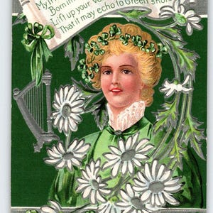 Carte postale de la Saint-Patrick, fleurs en relief My Irish Daisy, femmes, Irlande, 1911