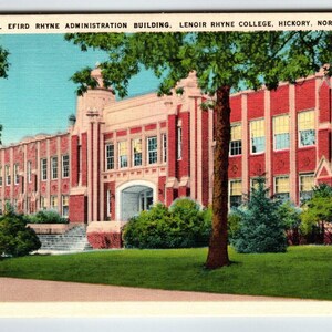 Daniel Efird Lenoir Rhyne College building Carte postale en lin Hickory de Caroline du Nord, cadeau unique