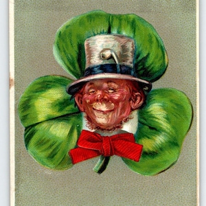 Carte postale de la Saint-Patrick Homme à l'intérieur du trèfle Frances Brundage Tucks série 106