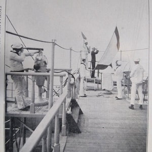 Navy Signaling On Warship Military Postcard 1907 Mitchell Muller Sailors On Boat Unique Gift