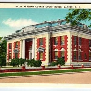 Vintage Linen Postcard Kershaw County Court House Camden SC 1940s