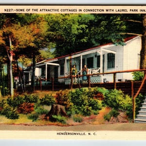 Cottage Laurel Park Inn Hendersonville North Carolina Linen Postcard Unused NC Unique Gift