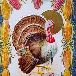 Carte postale de Thanksgiving Turquie or soleil rafles de maïs bordure Nash série T-22 en relief cadeau unique