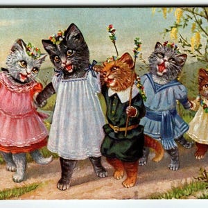 Carte postale Catland Kitten Cats Tuck Fantasy Series II Animaux habillés Arth. Cadeau unique Thiele
