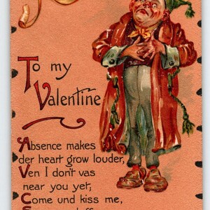 Carte postale Saint Valentin série 114 homme debout vintage texture inutilisée cadeau unique