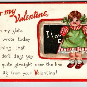 Carte postale Saint Valentin fille en ardoise série 16, cadeau unique en relief je t'aime