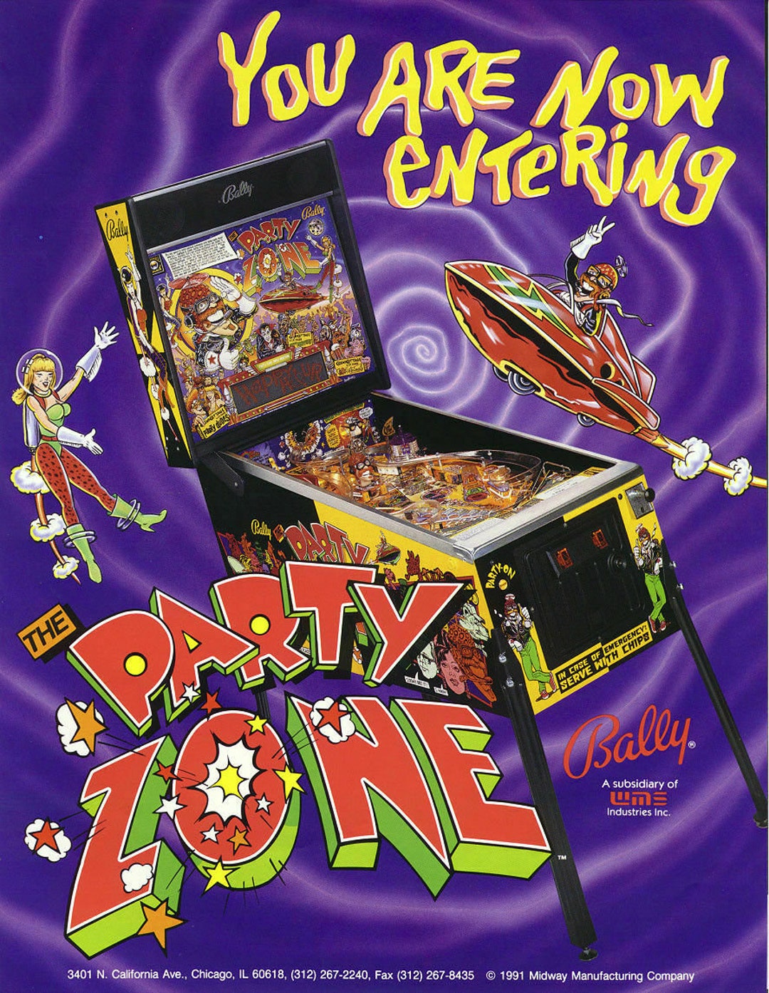 Party Zone Pinball Flyer Original NOS Promo Space Age Artwork Etsy