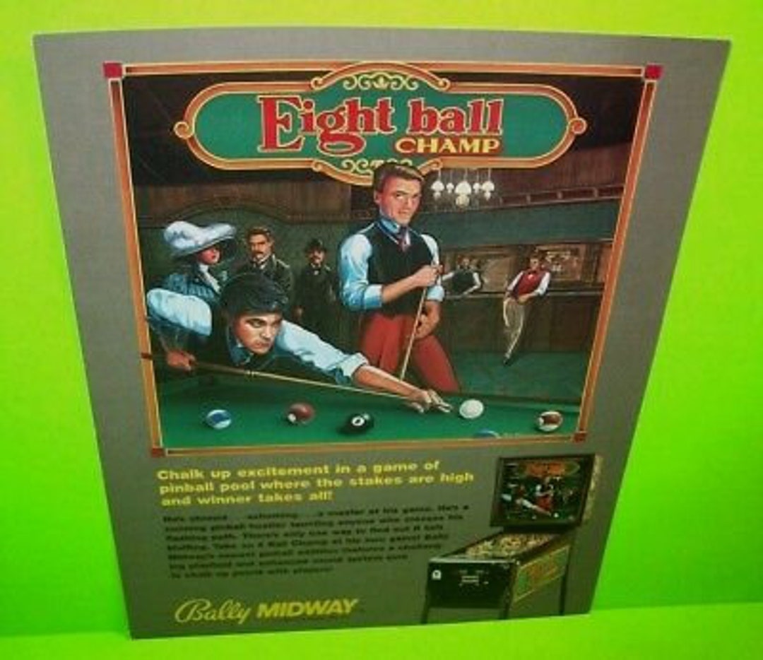 Eight Ball Champ Pinball FLYER Original NOS 1985 Game Textured Etsy