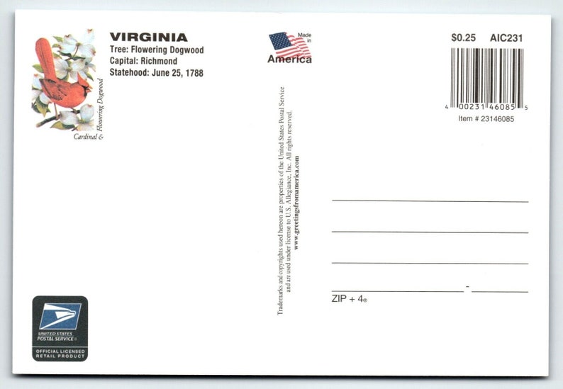 Greetings From Virginia Large Letter Chrome Postcard USPS 2001 Etsy