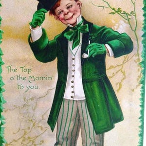 Carte postale de la Saint-Patrick, manteau vert, homme irlandais, signée Ellen Clapsaddle, 1908, cadeau unique