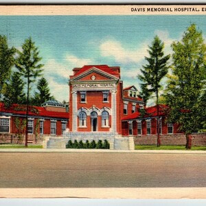 Carte postale Davis Memorial Hospital Elkins Virginie-Occidentale Linen 1947 Curt Teich W VA Carte postale cadeau unique