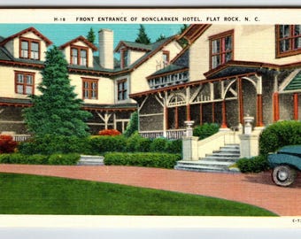 Bonclarken Hotel Flat Rock North Carolina Postcard Linen Unposted Vintage NC
