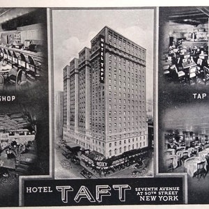Hotel Taft Postcard Roxy Theatre Restaurant New York City 50th St Times Square Unique Gift