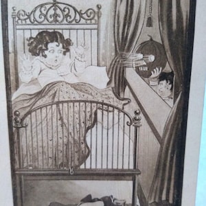 Carte postale d'Halloween Le bogie l'homme qui vous rattrapera vintage sépia 1909 Cadeau unique