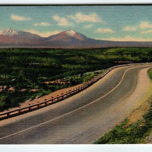 Carte postale Dessus de Raton Pass Nouveau-Mexique Colorado Linen Curt Teich Roadway Mountain