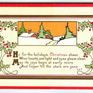 Christmas Postcard Ho For The Holidays Embossed Vintage 1916 Stecher Series 428E