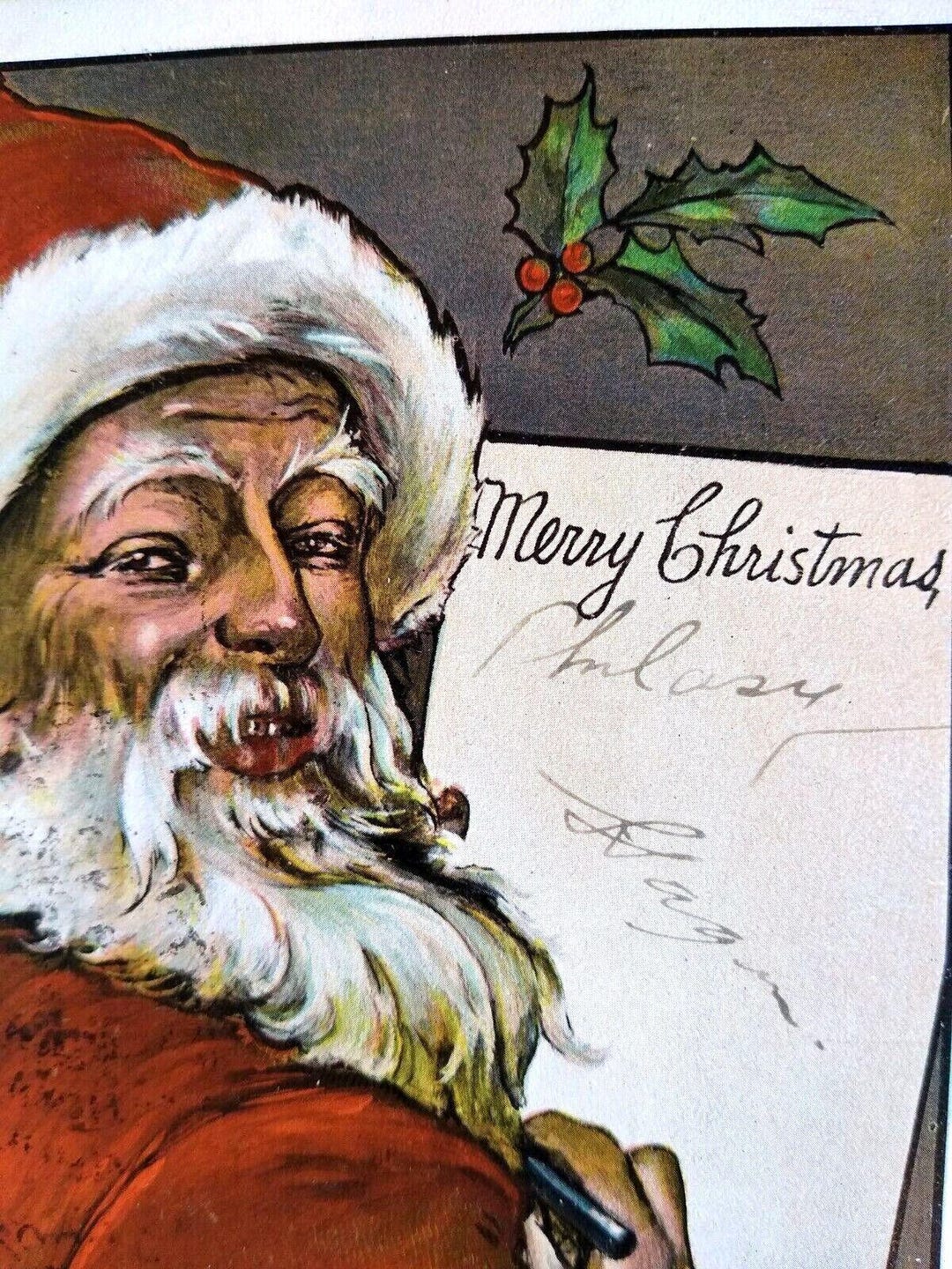 Santa Claus Making Notes Postcard Christmas S Langsdorf F.P.K. 1309 ...