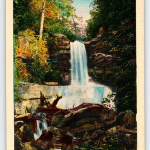 Carte postale en lin Maiden Hair Falls ouest de la Caroline du Nord Cadeau unique Cascades inutilisées