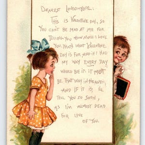 Frances Brundage Carte postale Saint-Valentin 1912 Garçon Fille Lettre d'amour Ser 1406 Gabriel